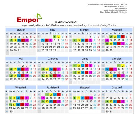 Harmonogram odbioru odpadów komunalnych w 2024 roku Oficjalny serwis