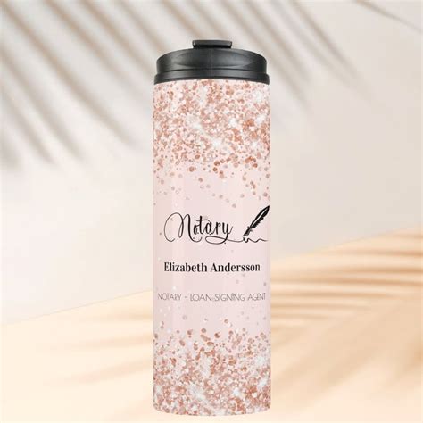 Notary Loan Signing Agent Rose Gold Blush Thermal Tumbler Zazzle