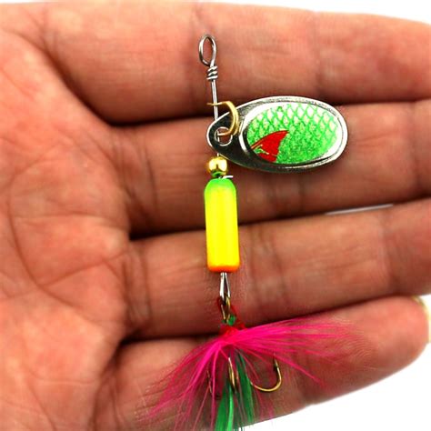 Pcs Spinner Bait Fishing Lure With Feathers Tail Hengjia Metal Spoon