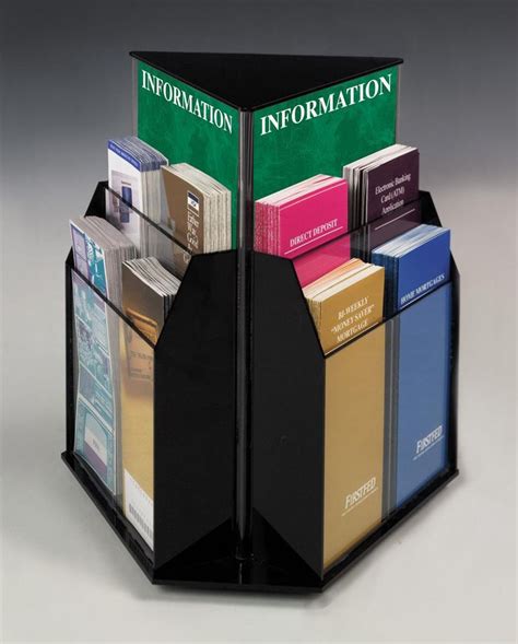 12 Pocket Brochure Holder For Tabletop Rotating 3 Sided Adjustable