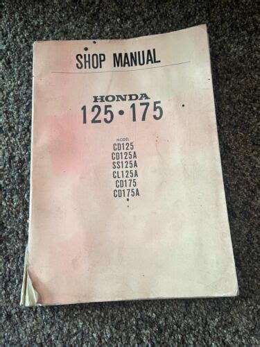 Genuine Honda Shop Service Repair Manual Book 125 And 175 Cc Models Cd Ss Cl Ebay