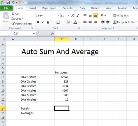 How To Use Autosum And Average In Microsoft Excel