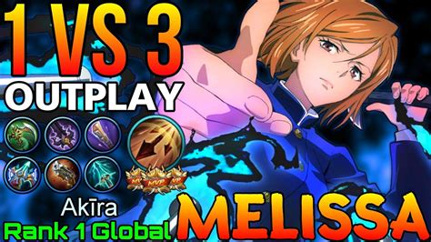 Solo Outplay 1 VS 3 Melissa Late Game Monster Top 1 Global Melissa By