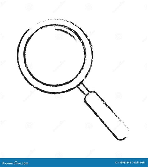 Magnifying Sketch Glass Line Icon Hand Drawn Outline Vector Sign