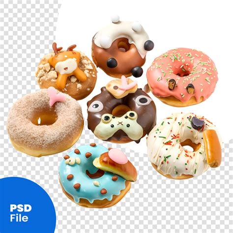 Donuts Con Glaseado Y Chispitas Aisladas Sobre Fondo Blanco Plantilla