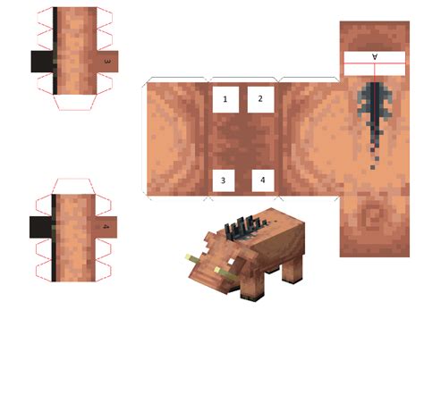 Hoglin Minecraft Dungeons Pixel Papercraft