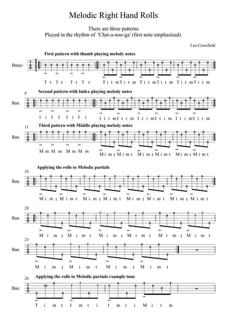 Melodic 5 String Banjo Roll Patterns Pdf