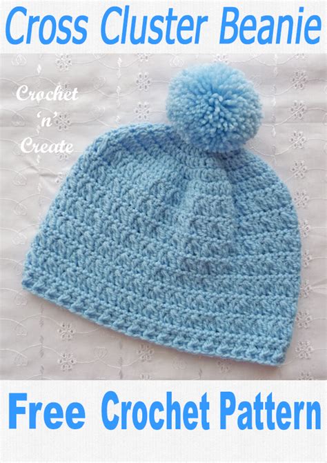 Cross Cluster Beanie Hat Free Crochet Pattern On Crochet N Create