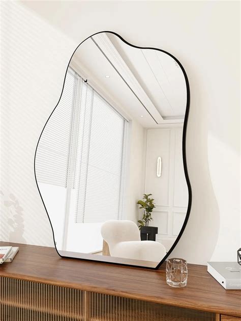 Irregular Vanity Mirror 24 X32 Make Up Mirror Decorative Mirror Modern Wall Mirror Wood Framed