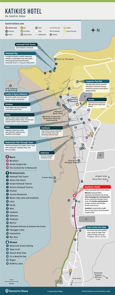 Map Of Katikies Hotel Oia Santorini Greece