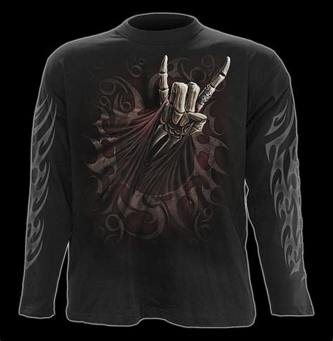 Langarmshirt Heavy Metal Skelett Rock Salute Langarmshirts