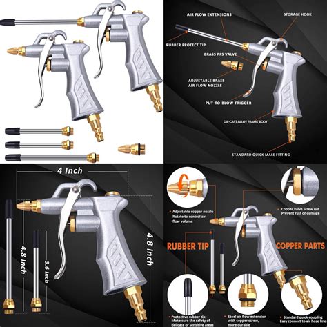 JSHANFU Industrial Air Blow Gun With Brass Adjustable Air Flow Nozzle