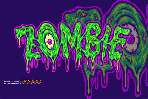 Creepy Monster Zombie Eye Melted Text Graphic By Artgrarisstudio