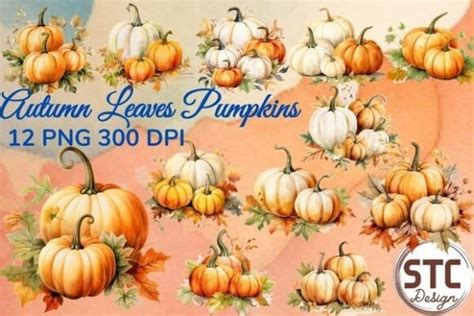 Autumn Leaves Pumpkins Sublimation Graphic By Num Stc Creative Fabrica