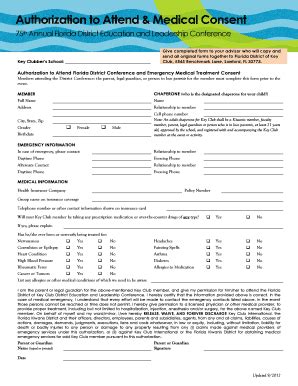 Fillable Online Authorization To Attend Medical Consent Fax Email Print