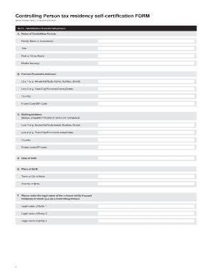 Fillable Online Crs Controlling Persons Self Certification Form Fax