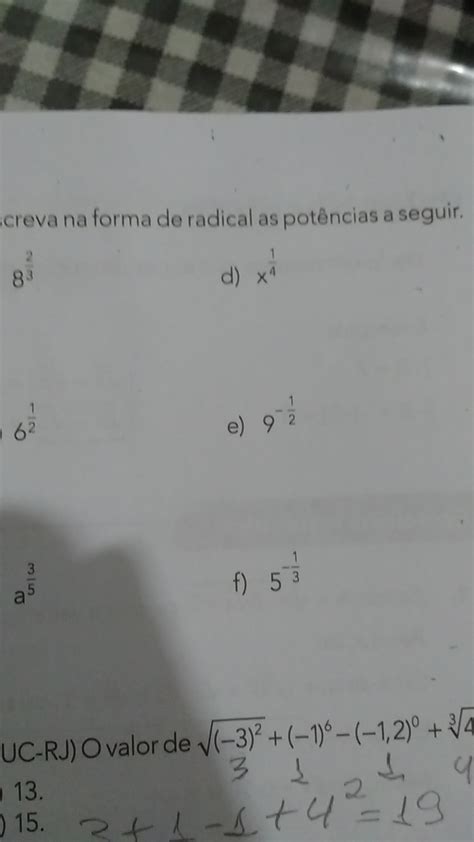 Escreva Na Forma De Radical As Pot Ncias A Seguir Brainly Br