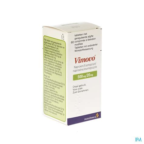 VIMOVO 500 MG 20 MG TABL MET GEREGULEERDE AFL 60 Apotheek Thiels