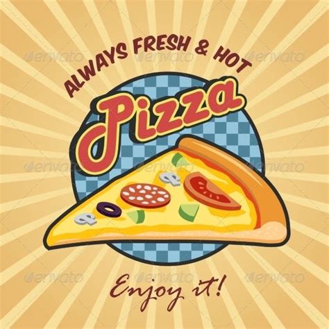 Pizzeria Advertising Fresh Hot Enjoy Poster With Pizza Cut Slice Vector