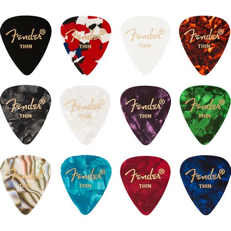 Fender 351 Shape Celluloid Medley Guitar Picks 12 Pack Thin 12 Pack