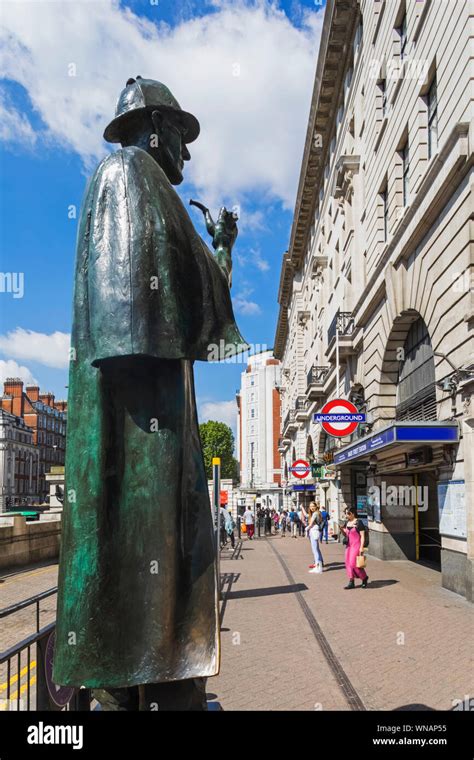 England London Marylebone Baker Street Statue Of Sherlock Holmes By