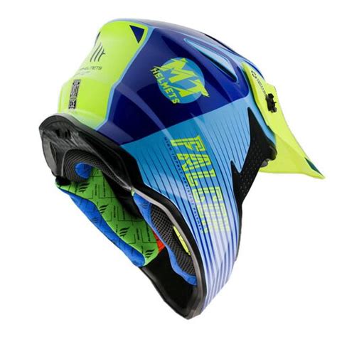 Capacete Mt Falcon System Azul Loja Motocross Equipamentos E Pe As