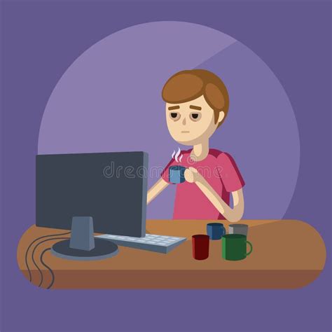 Man and Computer Cartoon Vector Illustration Stock Vector ...