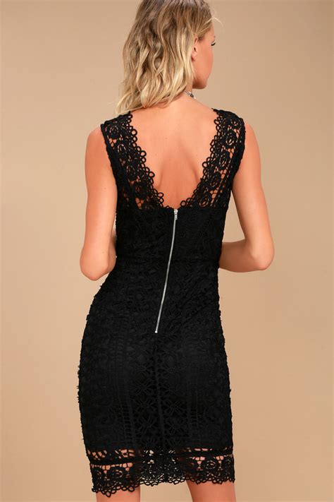 Chic Black Dress Lace Dress Midi Dress Lbd