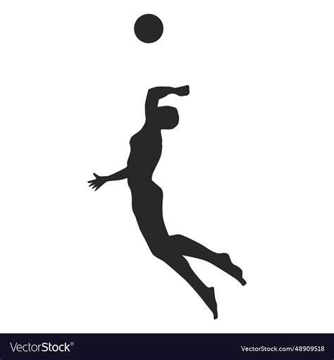 Male Volleyball Player Spiking Silhouette Vector Image