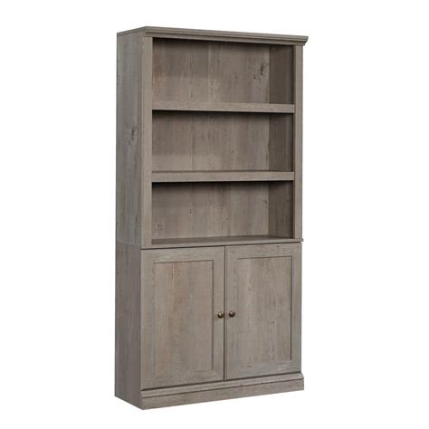 Sauder Mystic Oak 5 Shelf Bookcase With Doors 426418 The Home Depot