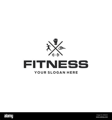 Flaches FITNESS People Silhouette Langhantel Logo Design Stock