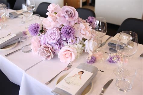 Pink And Purple Round Floral Centrepieces Gold Luxe