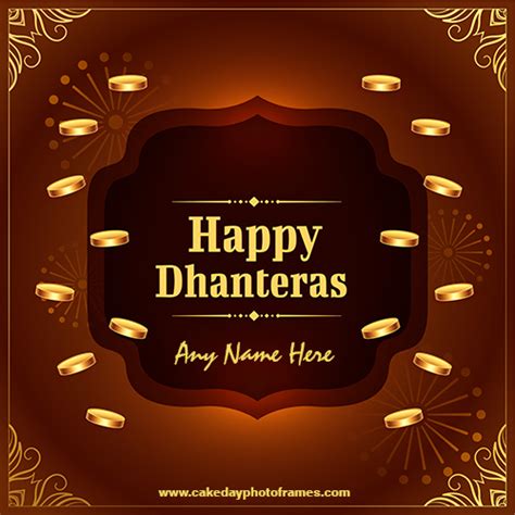 Customized Happy Dhanteras Wish Card With Name Editor Cakedayphotoframes