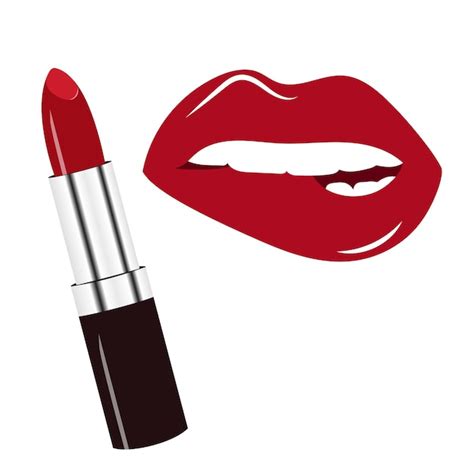 Premium Vector Bitten Womans Lips With Lipstick