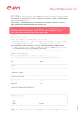 Fillable Online Feed In Tariff Application Form Fax Email Print Pdffiller