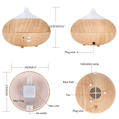 Oobest Wood Grain Aroma Essential Oil Diffuser Humidifier 300ML