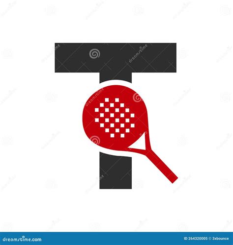 Letter T Padel Racket Logo Design Vector Template Beach Table Tennis