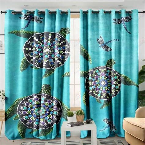 Order Blue Aboriginal Art Sea Turtles Window Curtain From Brightroomy Now