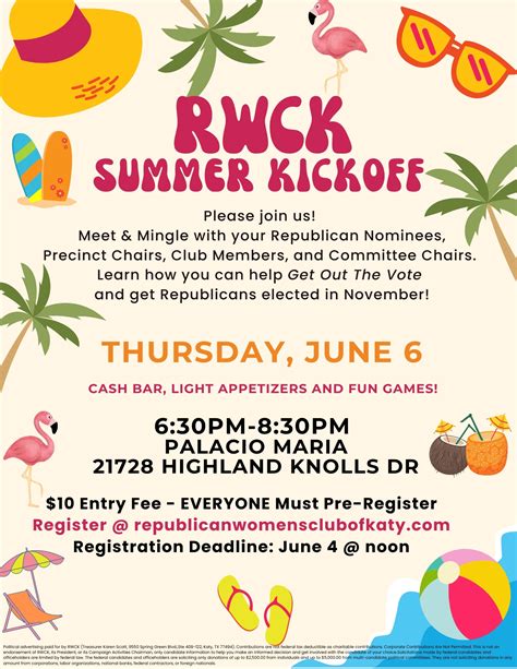 RWCK Summer Kickoff CANCELED Events The Republican Women S Club