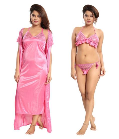 Buy Reposey Satin Nighty Night Gowns Pink Online At Best Prices In