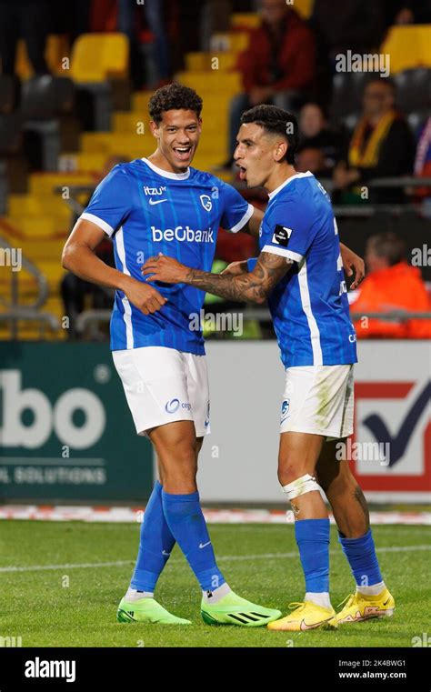 Genk S Daniel Munoz Mejia Celebrates After Scoring During A Soccer