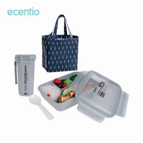 Jual Paket Hemat Ecentio Lunch Box Set Grid Ml Kotak Makan