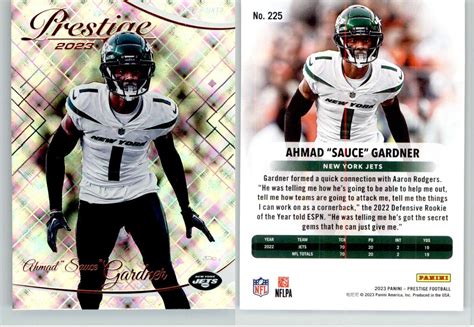 Ahmad Sauce Gardner 2023 Prestige Xtra Points Diamond 225 Jets EBay