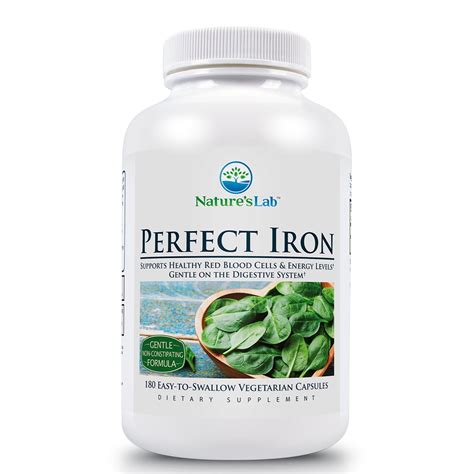 Nature S Lab Perfect Iron 25mg Dietary Supplement 180 Capsules 6 Month Supply Gentle Non