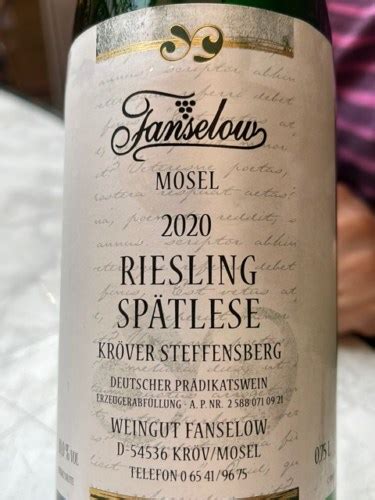 Fanselow Kröver Steffensberg Riesling Spätlese Vivino US