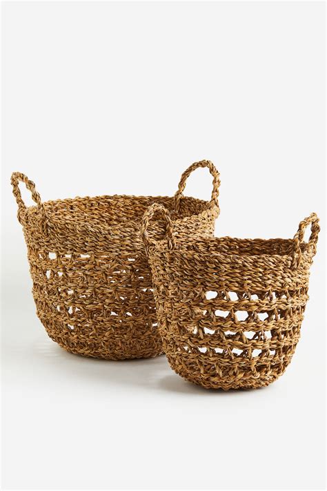 Braided Seagrass Basket Beige Home All Handm Gb