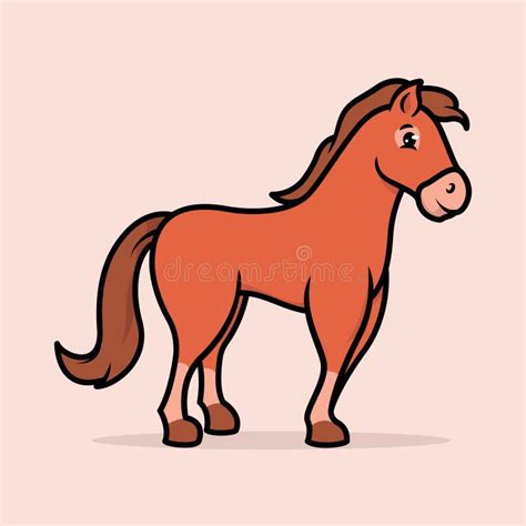 Cute Kawaii Horse Cartoon With Minimalist Design Stock Vector