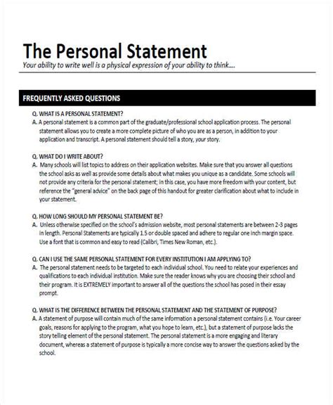 FREE 8+ Personal Statement Examples & Samples in PDF | Google Docs ...