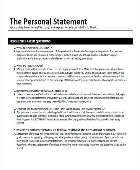 Personal Statement Template For College