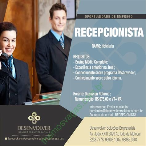 Vaga Recepcionista Themos Vagas Empregos e EstágiosThemos Vagas